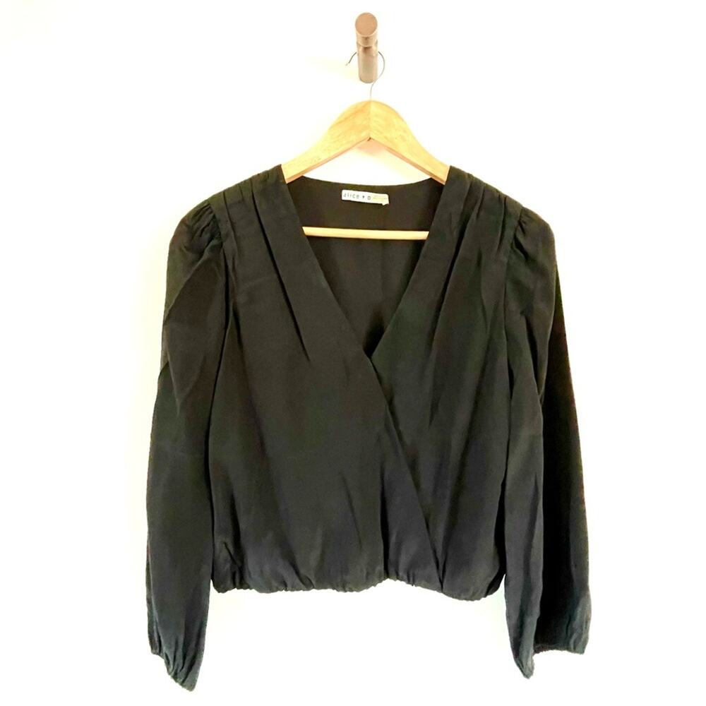 NWOT - Alice + Olivia - Silk V-Neck Faux Wrap Top